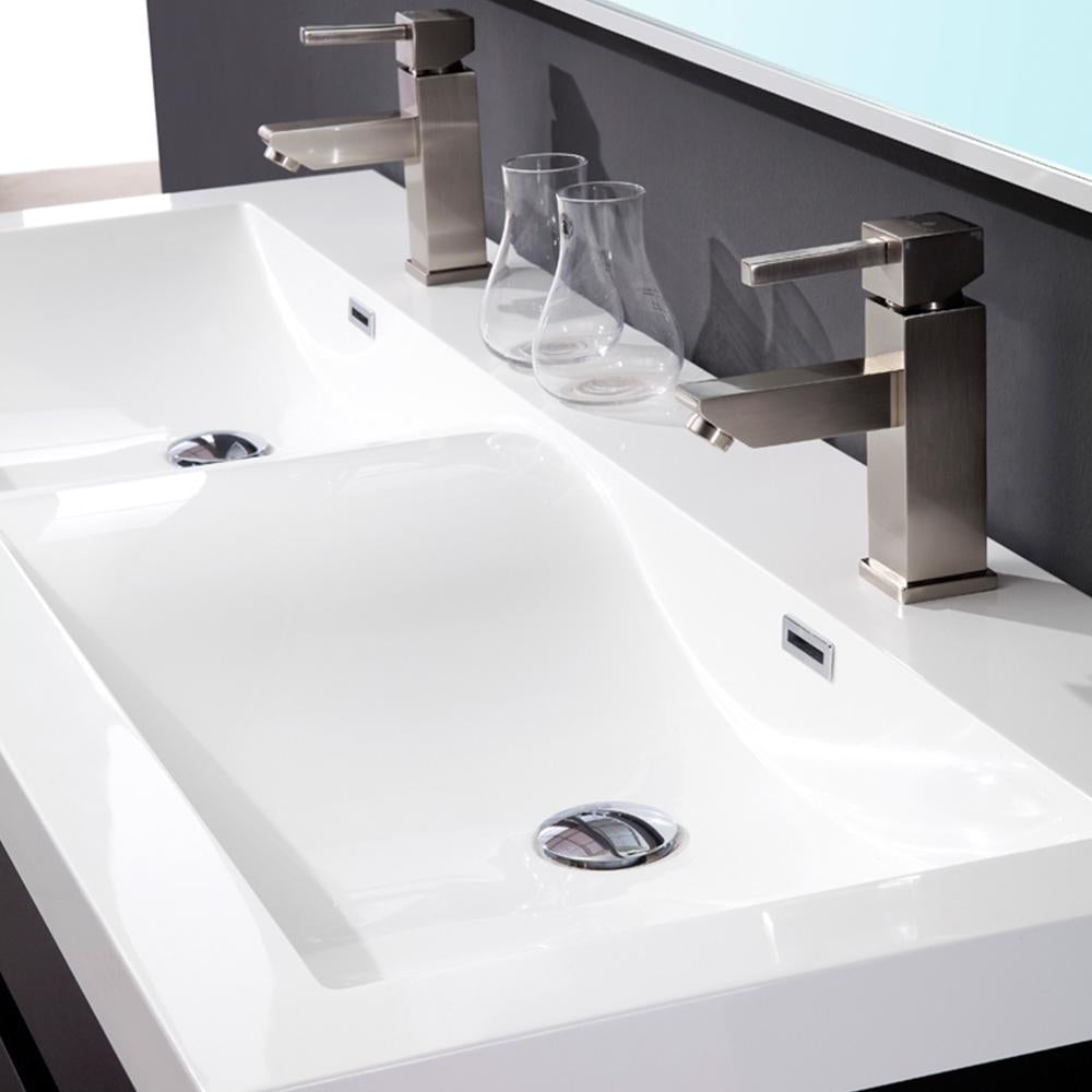 Fresca Largo 57" Black Modern Bathroom Vanity w/ Wavy Double Sinks