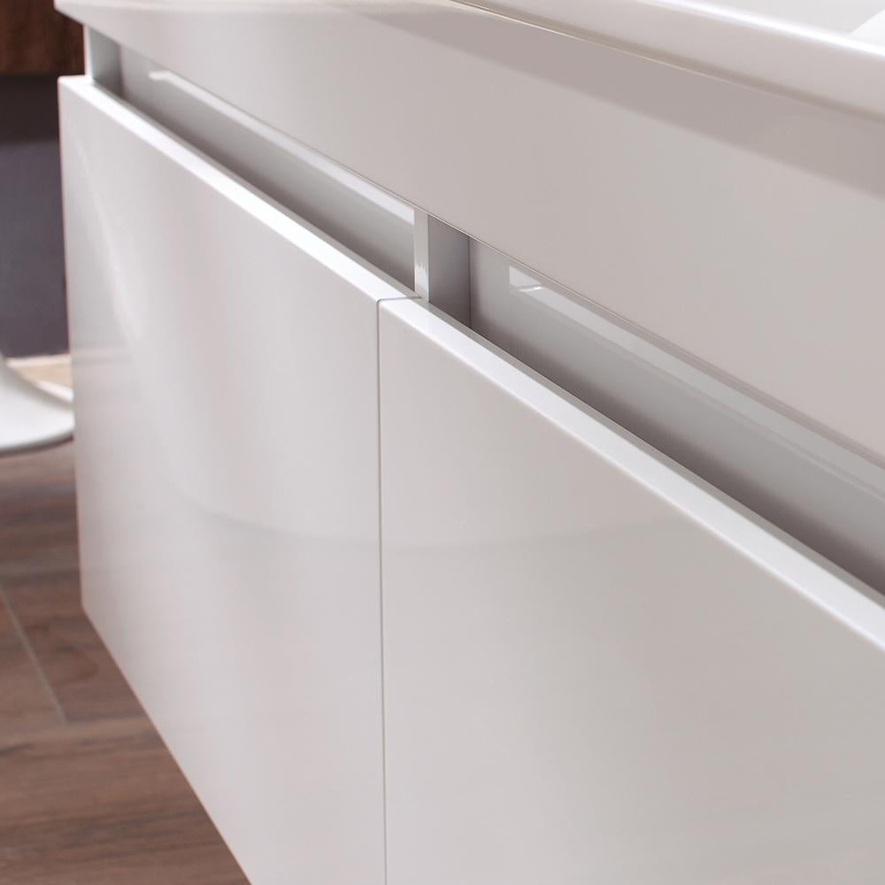 Fresca Largo 57" White Modern Bathroom Vanity w/ Wavy Double Sinks