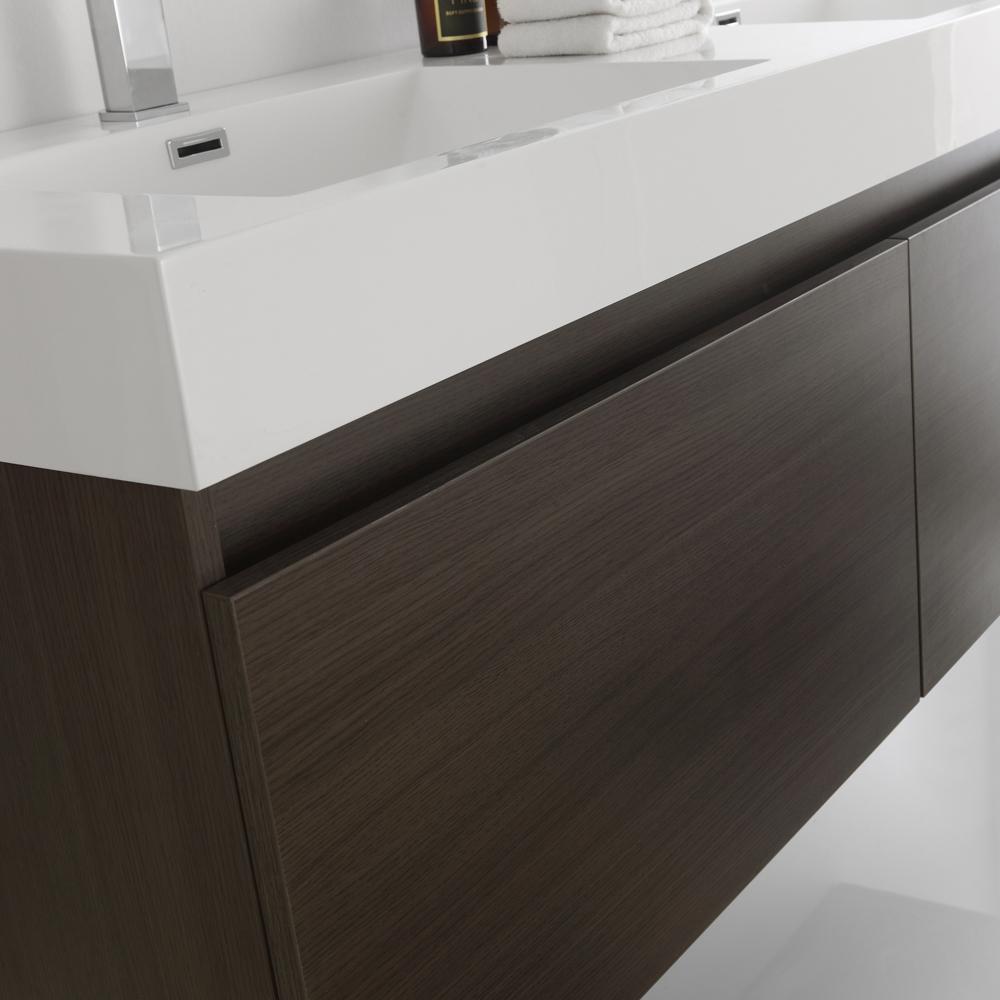 Fresca Mezzo 60" Gray Oak Wall Hung Double Sink Modern Bathroom Vanity w/ Medicine Cabinet