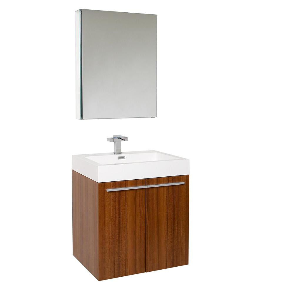 Fresca Alto 23" Teak Modern Bathroom Vanity w/ Medicine Cabinet