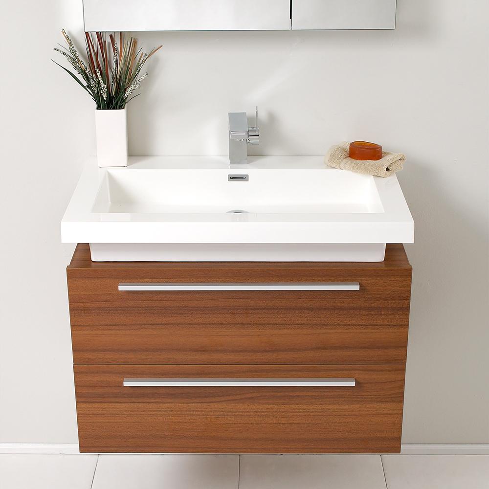 Fresca Medio 32" Teak Modern Bathroom Vanity w/ Medicine Cabinet
