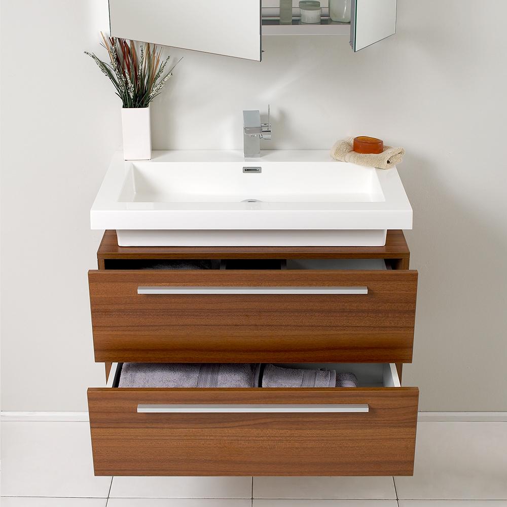 Fresca Medio 32" Teak Modern Bathroom Vanity w/ Medicine Cabinet