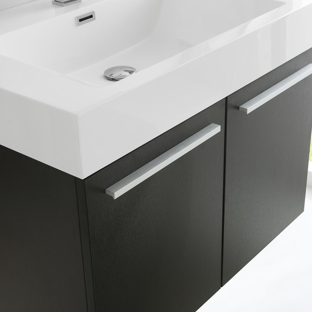 Fresca Vista 30" Black Wall Hung Modern Bathroom Vanity w/ Medicine Cabinet