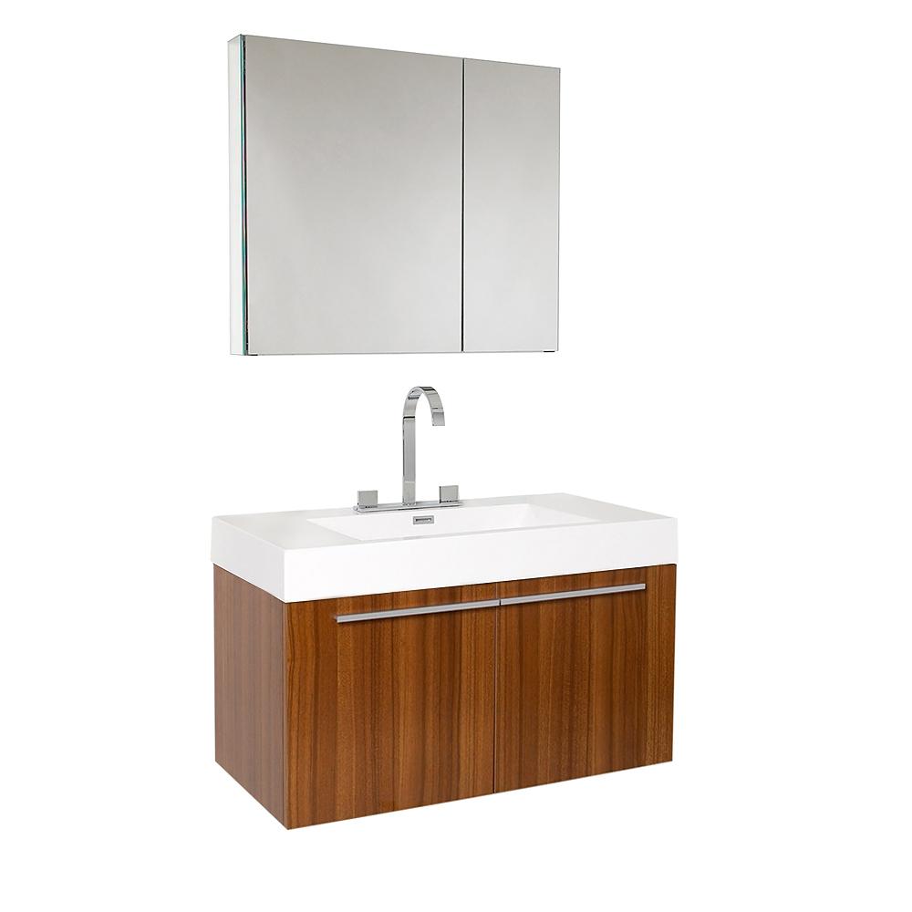 Fresca Vista 36" Teak Modern Bathroom Vanity w/ Medicine Cabinet
