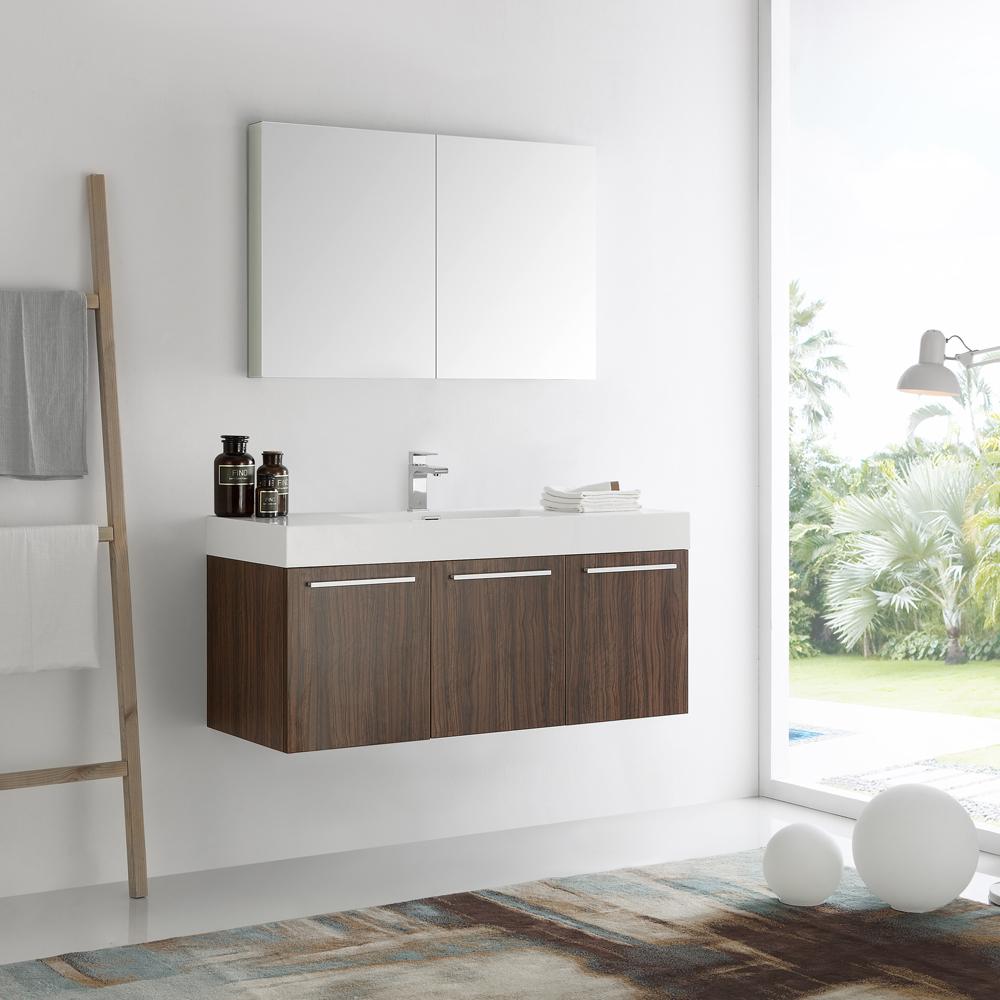 Fresca-Vista-48"-Walnut-Wall-Hung-Modern-Bathroom-Vanity-w/-Medicine-Cabinet-(FVN8092GW)