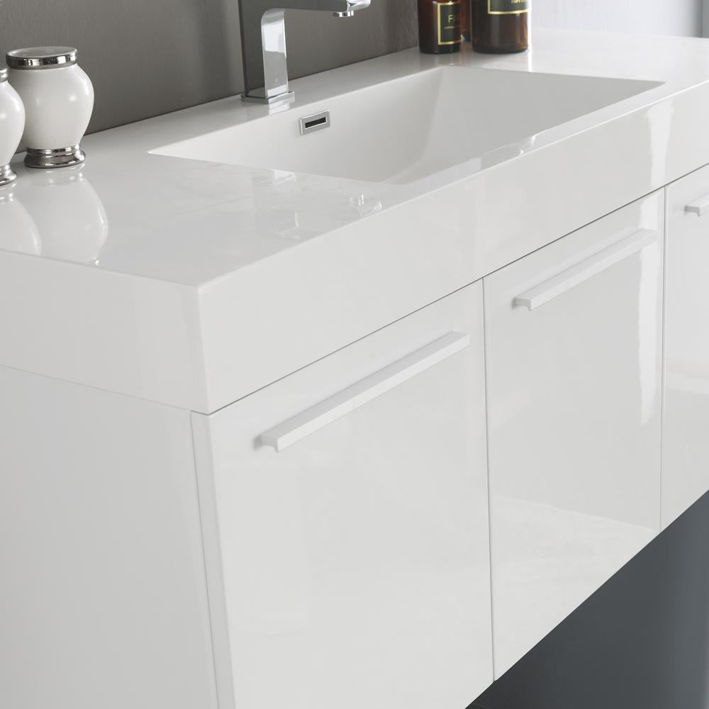 Fresca Vista 48" White Wall Hung Modern Bathroom Vanity w/ Medicine Cabinet
