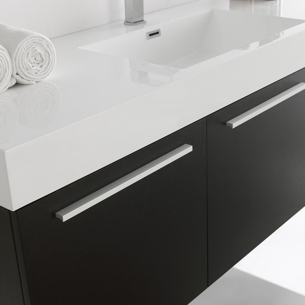 Fresca Vista 60" Black Wall Hung Single Sink Modern Bathroom Vanity w/ Medicine Cabinet