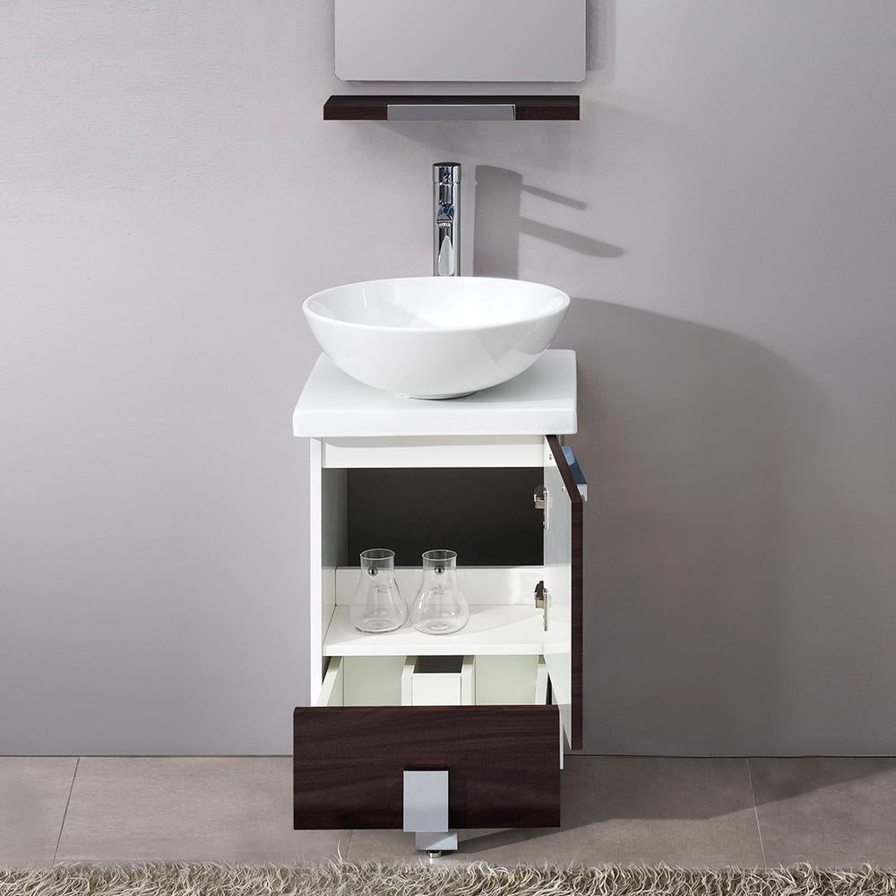 Fresca Adour 16" Dark Walnut Modern Bathroom Vanity w/ Mirror
