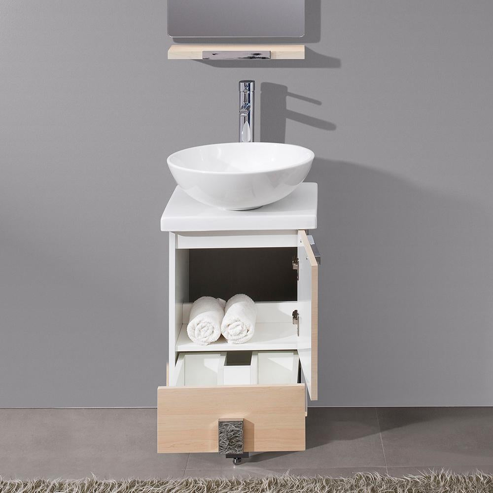 Fresca Adour 16" Light Walnut Modern Bathroom Vanity w/ Mirror