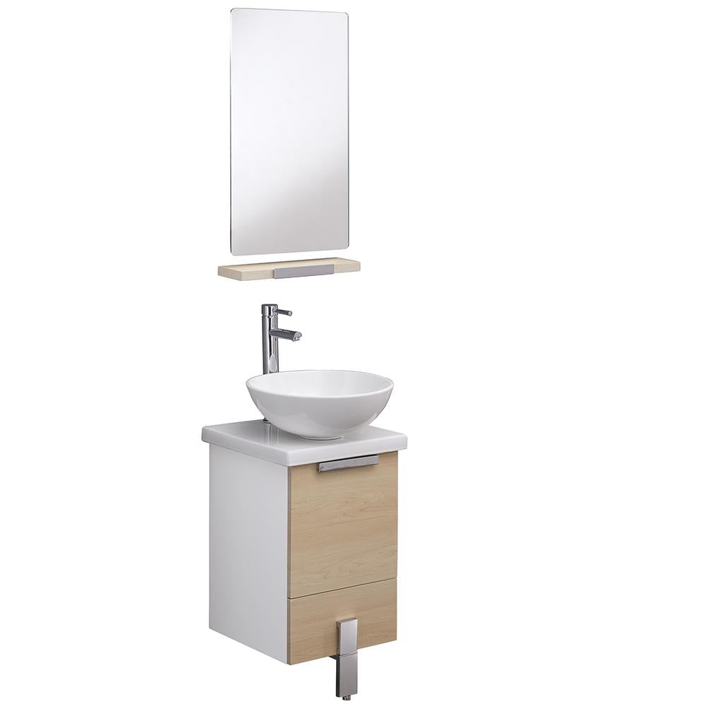 Fresca Adour 16" Light Walnut Modern Bathroom Vanity w/ Mirror