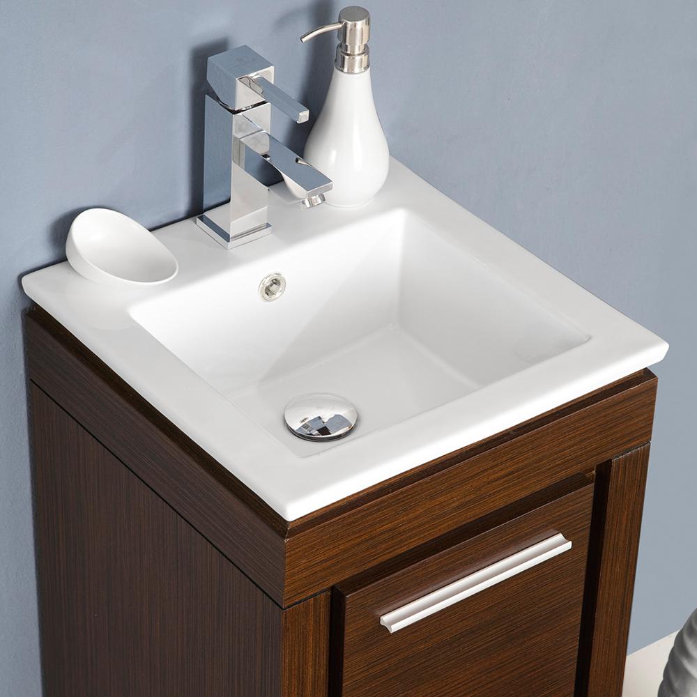 Fresca Allier 16" Wenge Brown Modern Bathroom Vanity w/ Mirror