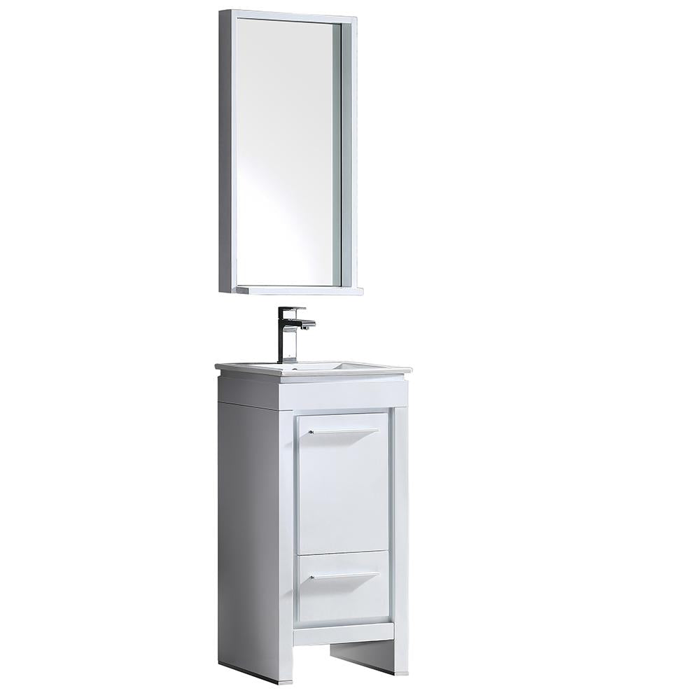 Fresca Allier 16" White Modern Bathroom Vanity w/ Mirror