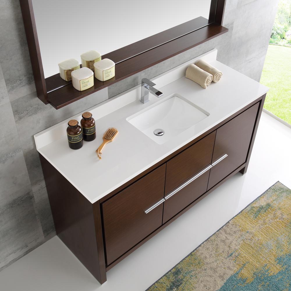 Fresca Allier 60" Wenge Brown Modern Single Sink Bathroom Vanity w/ Mirror