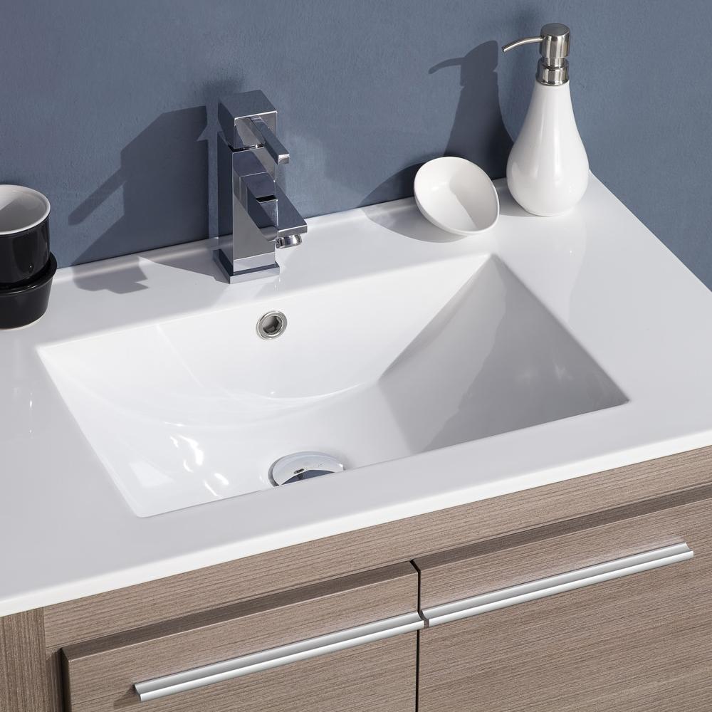 Fresca Allier 30" Gray Oak Modern Bathroom Vanity w/ Mirror