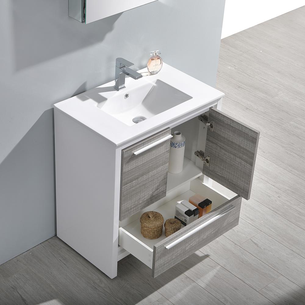 Fresca Allier Rio 30" Ash Gray Modern Bathroom Vanity w/ Medicine Cabinet