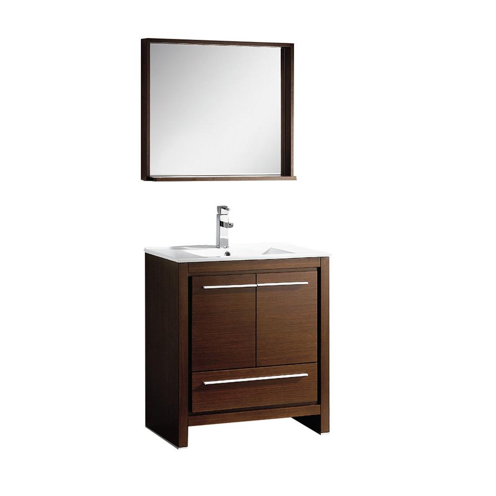 Fresca Allier 30" Wenge Brown Modern Bathroom Vanity w/ Mirror