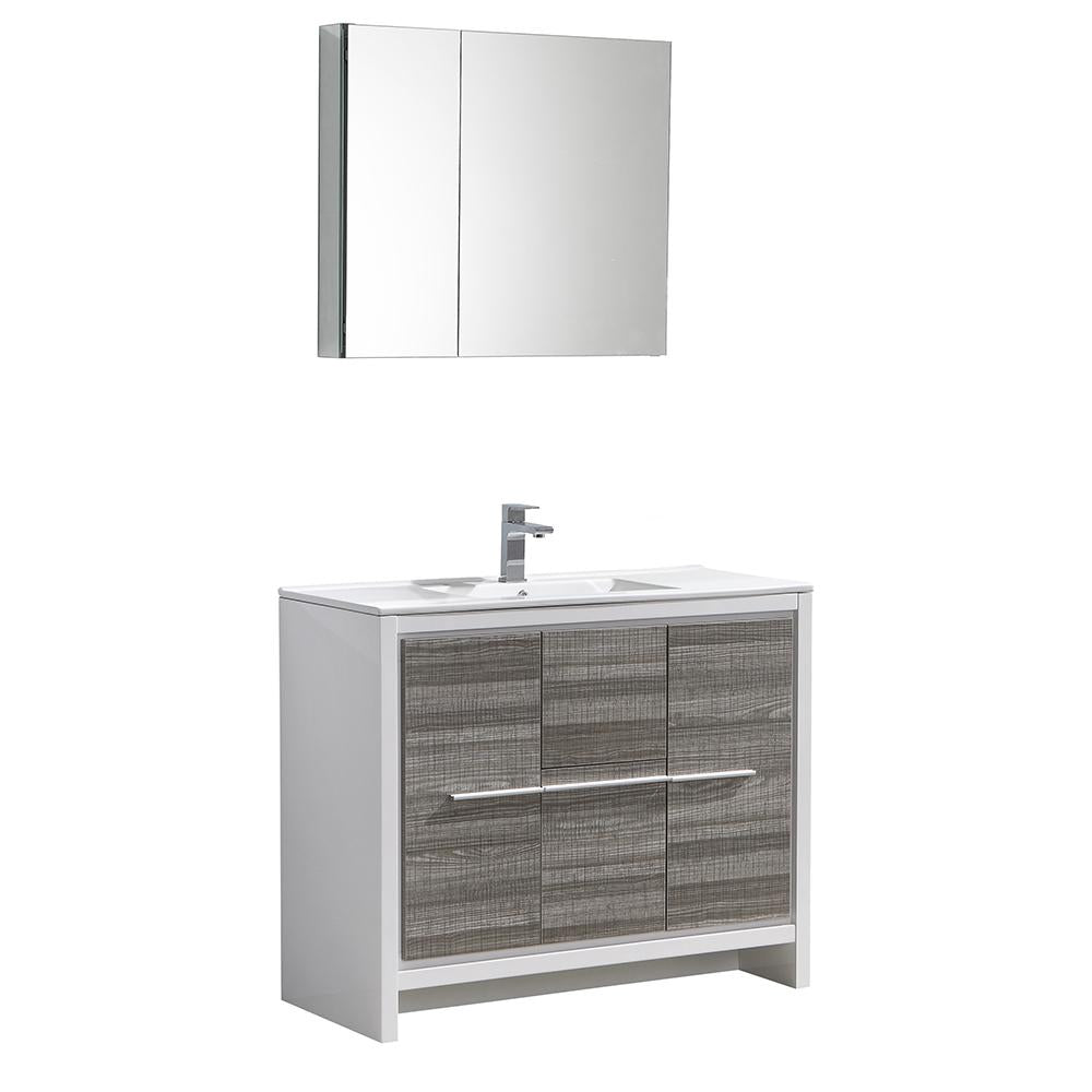 Fresca Allier Rio 40" Ash Gray Modern Bathroom Vanity w/ Medicine Cabinet