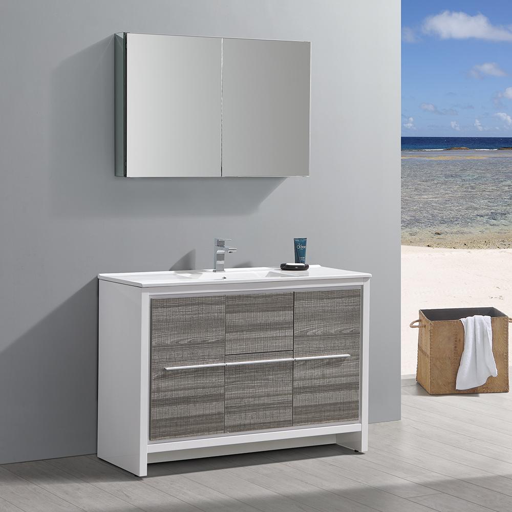 Fresca-Allier-Rio-48"-Ash-Gray-Single-Sink-Modern-Bathroom-Vanity-w/-Medicine-Cabinet-(FVN8148HA)