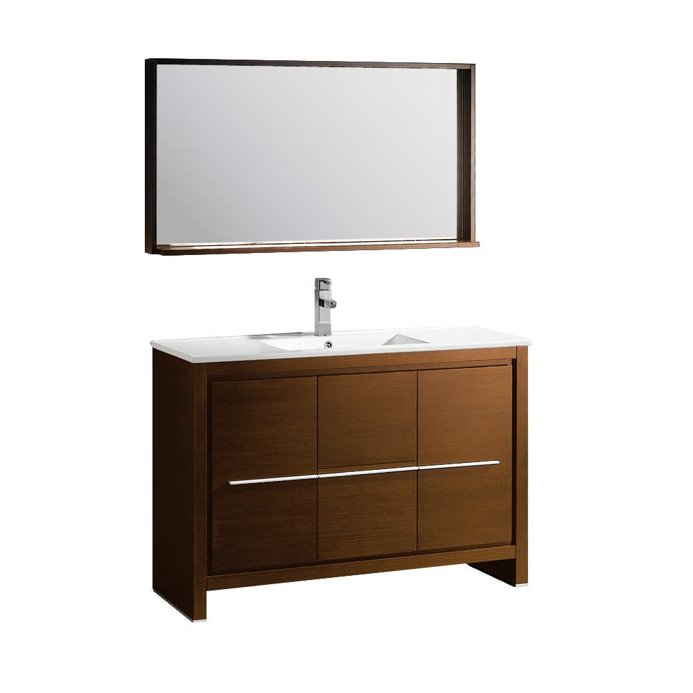 Fresca Allier 48" Wenge Brown Modern Bathroom Vanity w/ Mirror