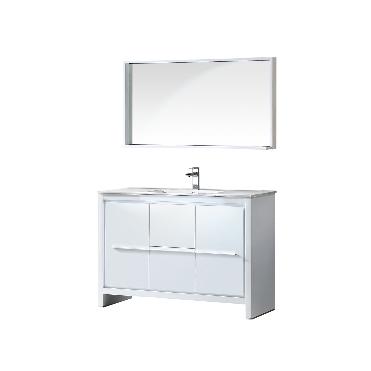 Fresca Allier 48" White Modern Bathroom Vanity w/ Mirror