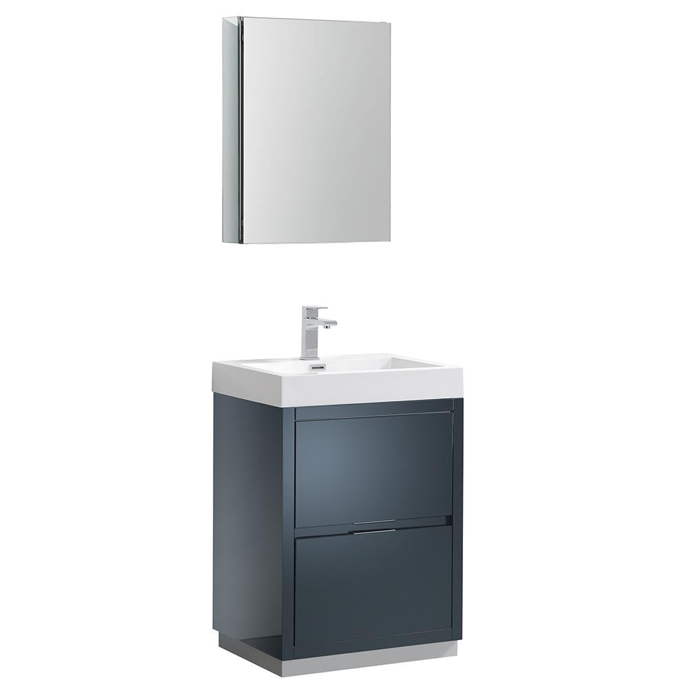 Fresca Valencia 24" Dark Slate Gray Free Standing Modern Bathroom Vanity w/ Medicine Cabinet