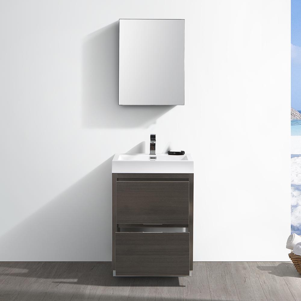 Fresca Valencia 24" Gray Oak Free Standing Modern Bathroom Vanity w/ Medicine Cabinet