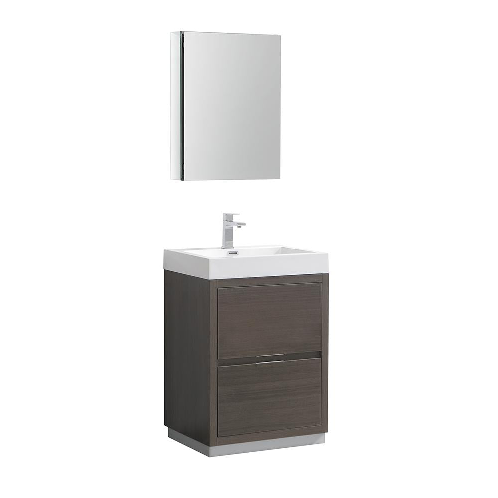 Fresca Valencia 24" Gray Oak Free Standing Modern Bathroom Vanity w/ Medicine Cabinet