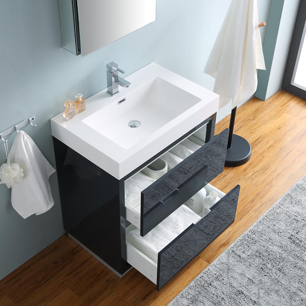 Fresca Valencia 30" Dark Slate Gray Free Standing Modern Bathroom Vanity w/ Medicine Cabinet
