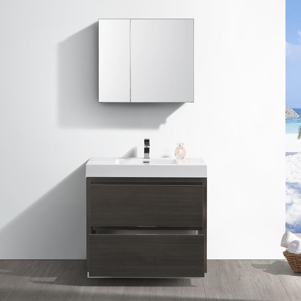 Fresca Valencia 36" Gray Oak Free Standing Modern Bathroom Vanity w/ Medicine Cabinet