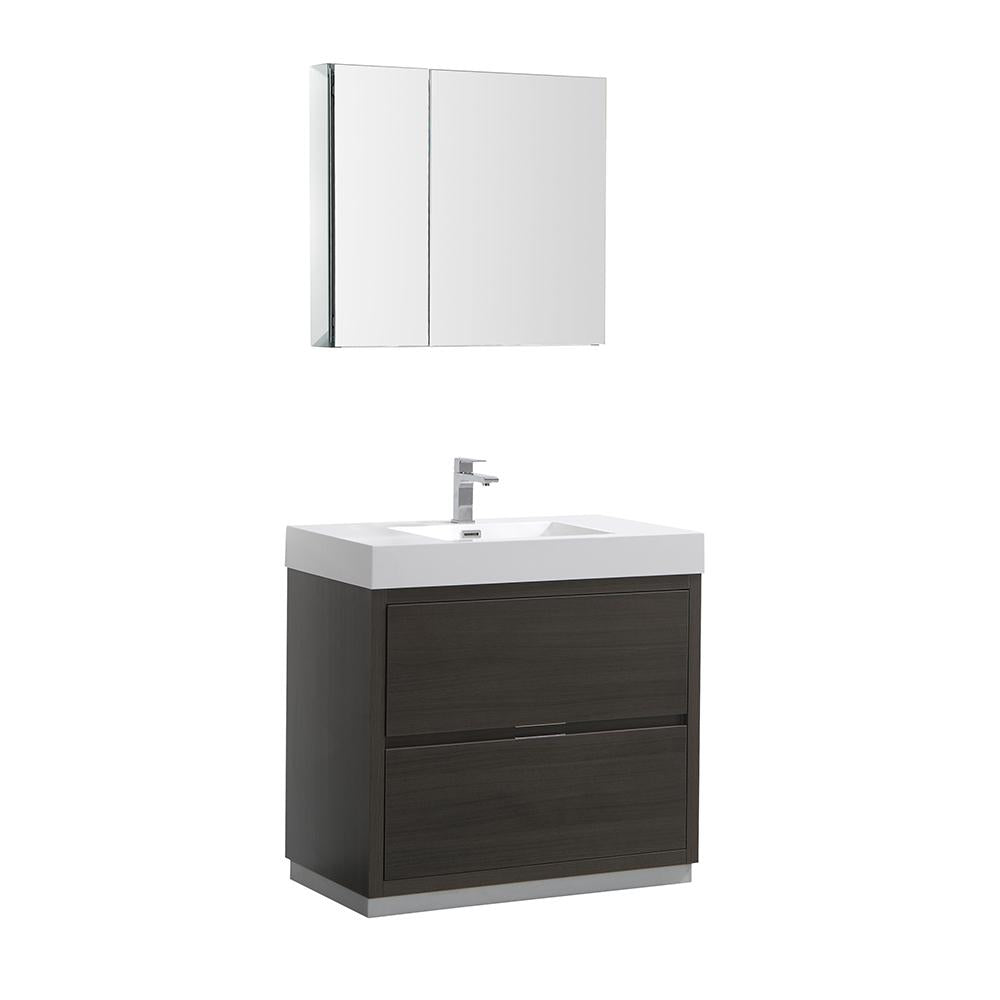 Fresca Valencia 36" Gray Oak Free Standing Modern Bathroom Vanity w/ Medicine Cabinet