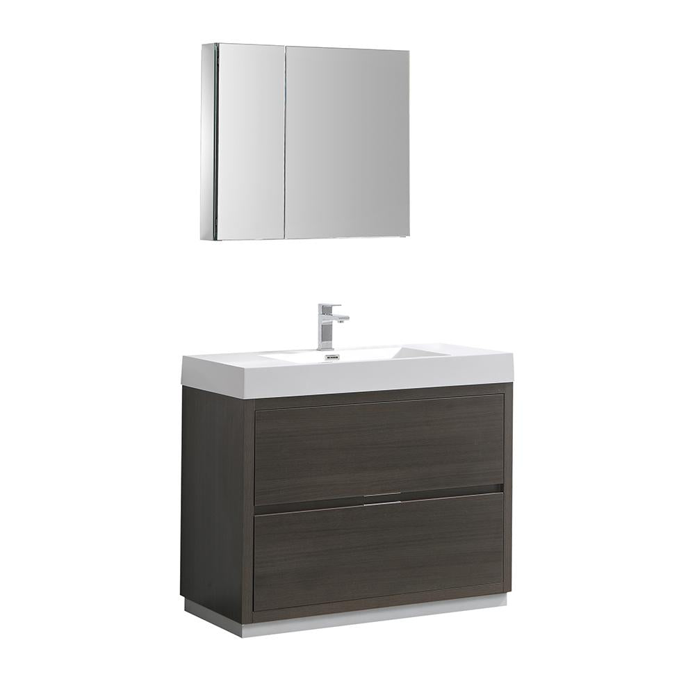 Fresca Valencia 40" Gray Oak Free Standing Modern Bathroom Vanity w/ Medicine Cabinet