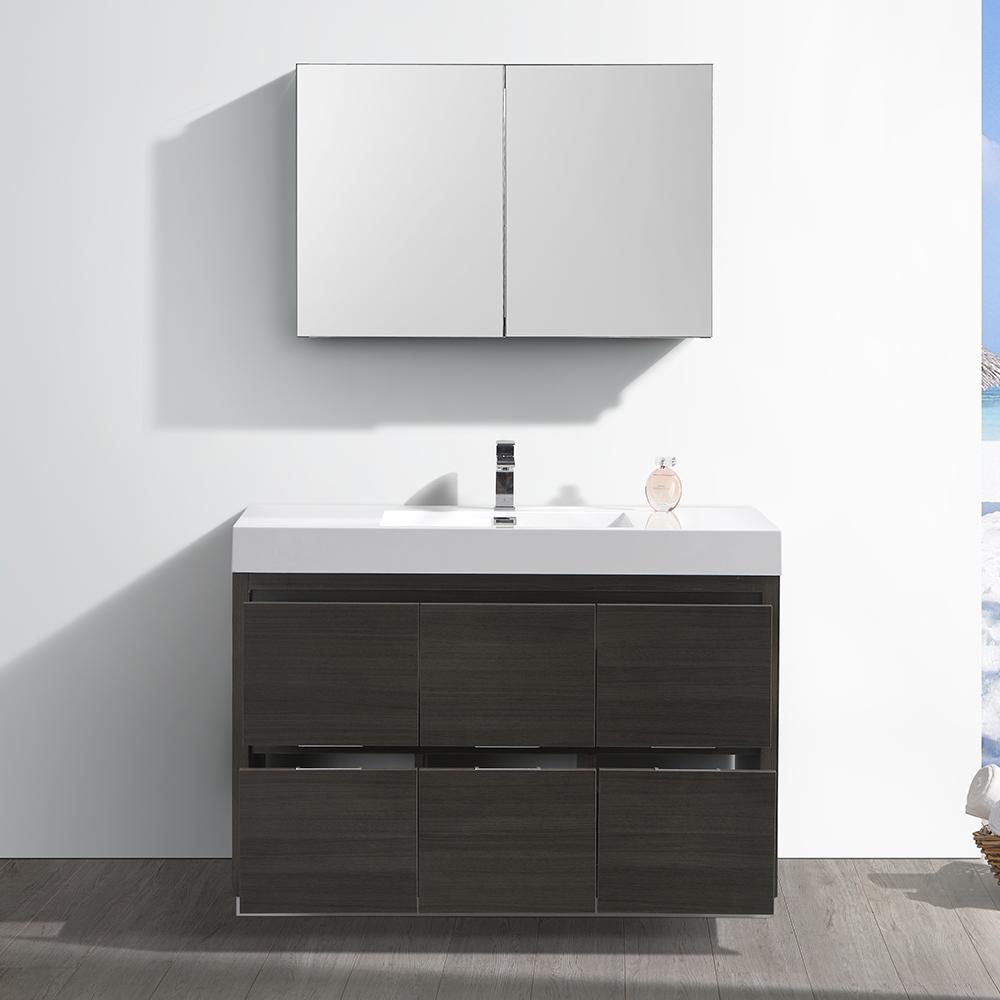 Fresca Valencia 48" Gray Oak Free Standing Modern Bathroom Vanity w/ Medicine Cabinet