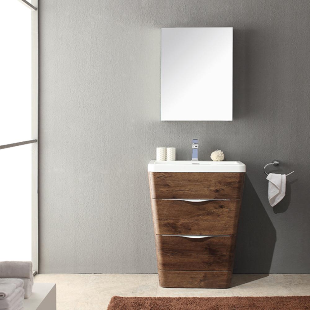 Fresca Milano 26" Rosewood Modern Bathroom Vanity w/ Medicine Cabinet