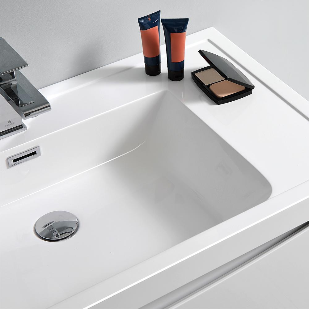 Fresca Tuscany 32" Glossy White Wall Hung Modern Bathroom Vanity w/ Medicine Cabinet