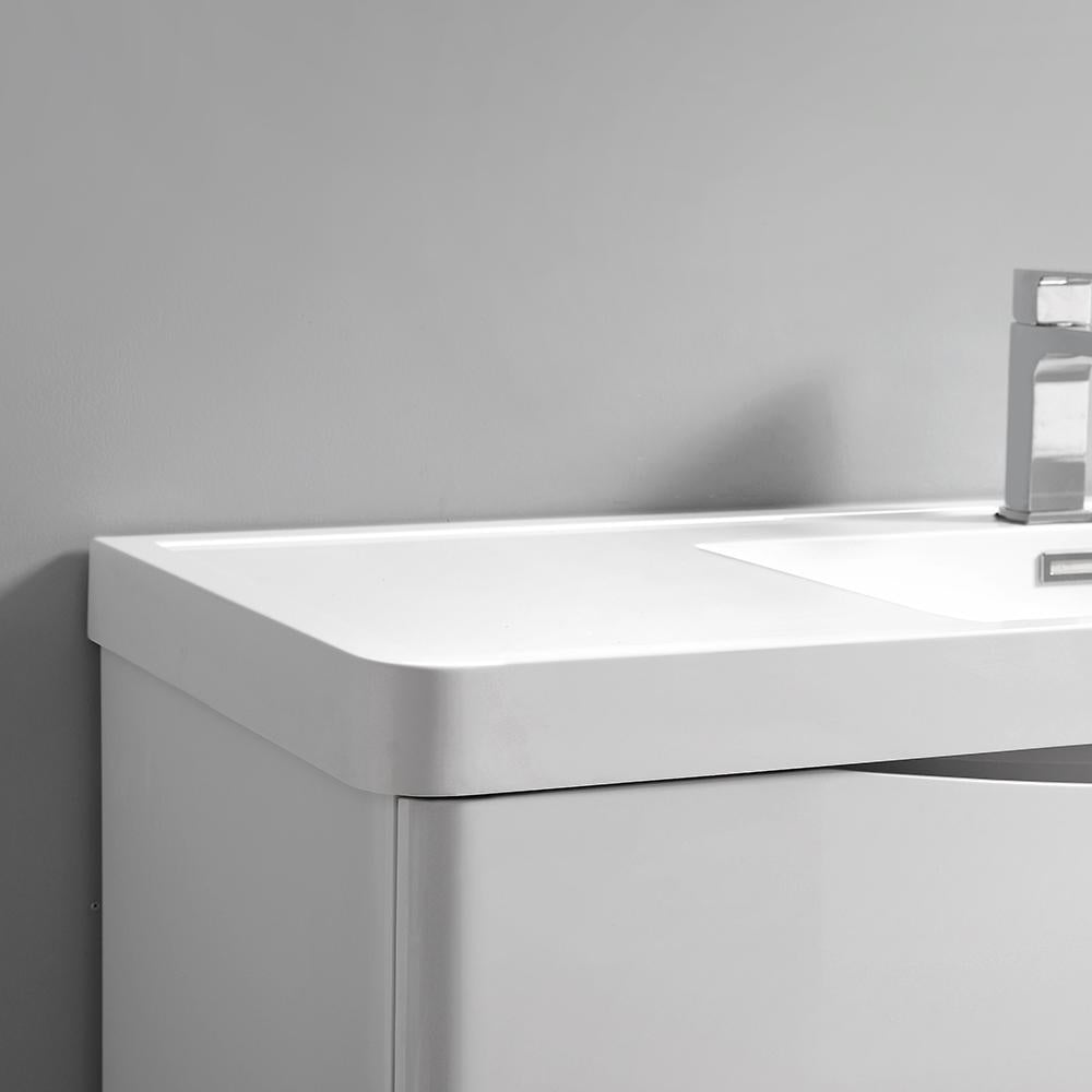 Fresca Tuscany 36" Glossy White Wall Hung Modern Bathroom Vanity w/ Medicine Cabinet