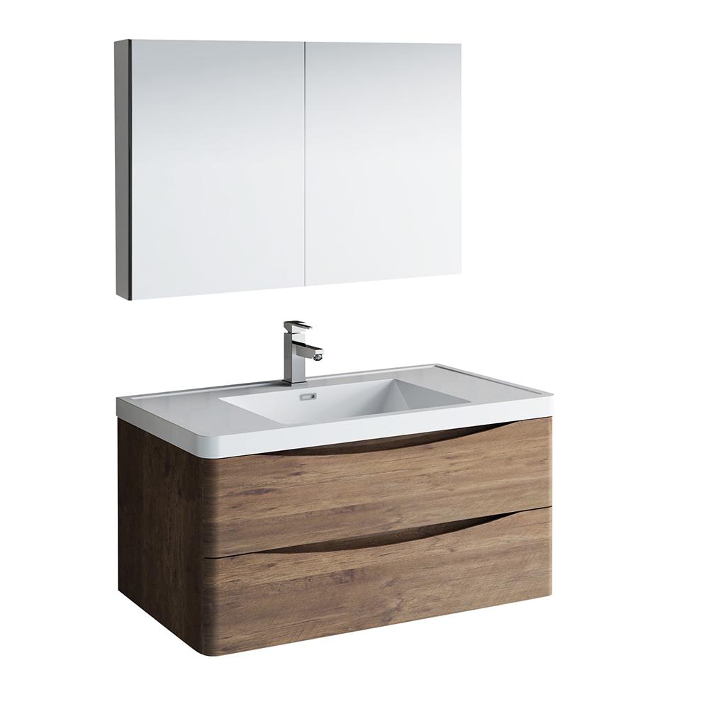 Fresca Tuscany 40" Rosewood Wall Hung Modern Bathroom Vanity w/ Medicine Cabinet