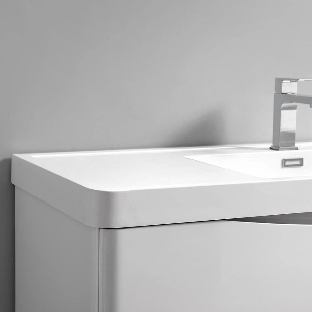 Fresca Tuscany 40" Glossy White Wall Hung Modern Bathroom Vanity w/ Medicine Cabinet