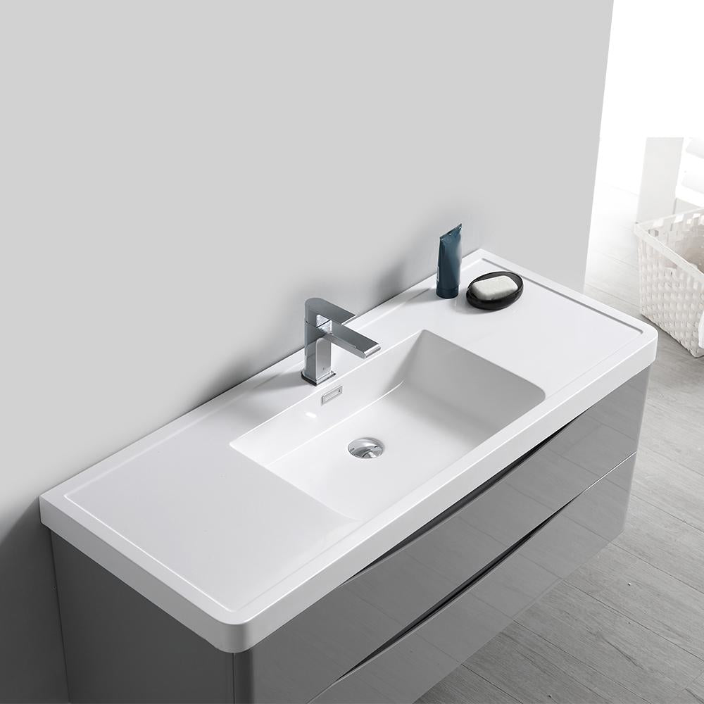Fresca Tuscany 48" Glossy Gray Wall Hung Modern Bathroom Vanity w/ Medicine Cabinet