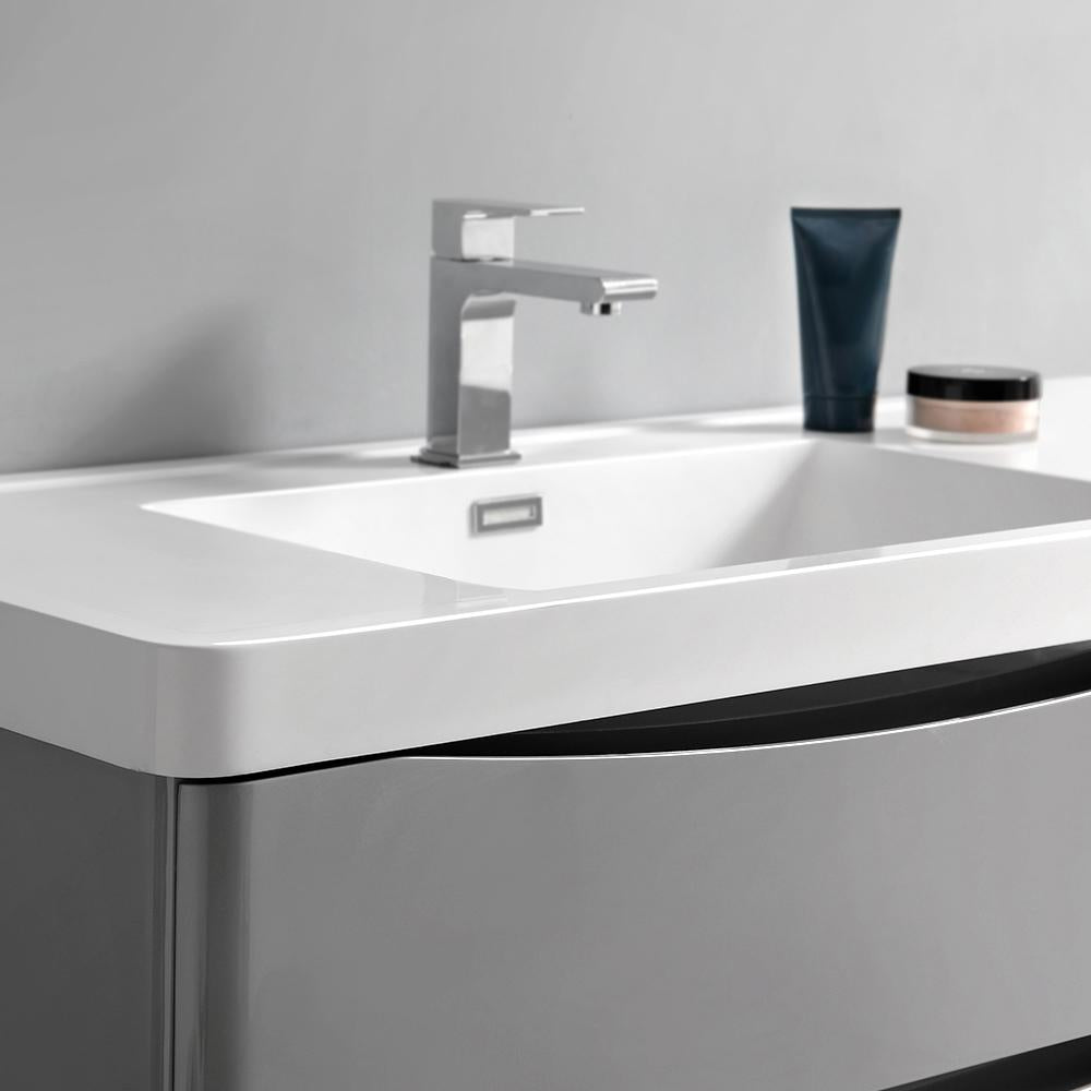 Fresca Tuscany 48" Glossy Gray Wall Hung Modern Bathroom Vanity w/ Medicine Cabinet
