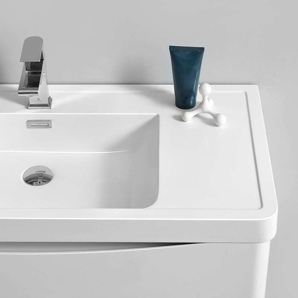 Fresca Tuscany 48" Glossy White Wall Hung Modern Bathroom Vanity w/ Medicine Cabinet