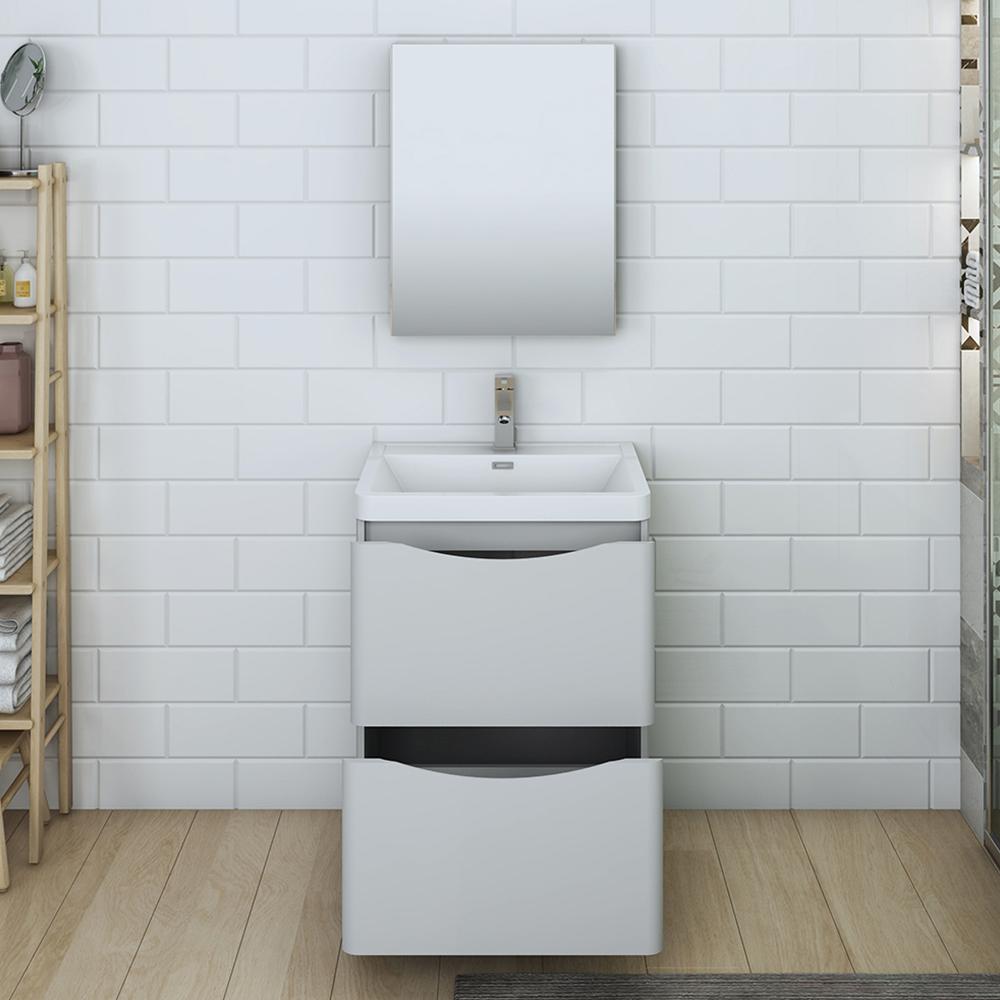 Fresca Tuscany 24" Glossy Gray Free Standing Modern Bathroom Vanity w/ Medicine Cabinet