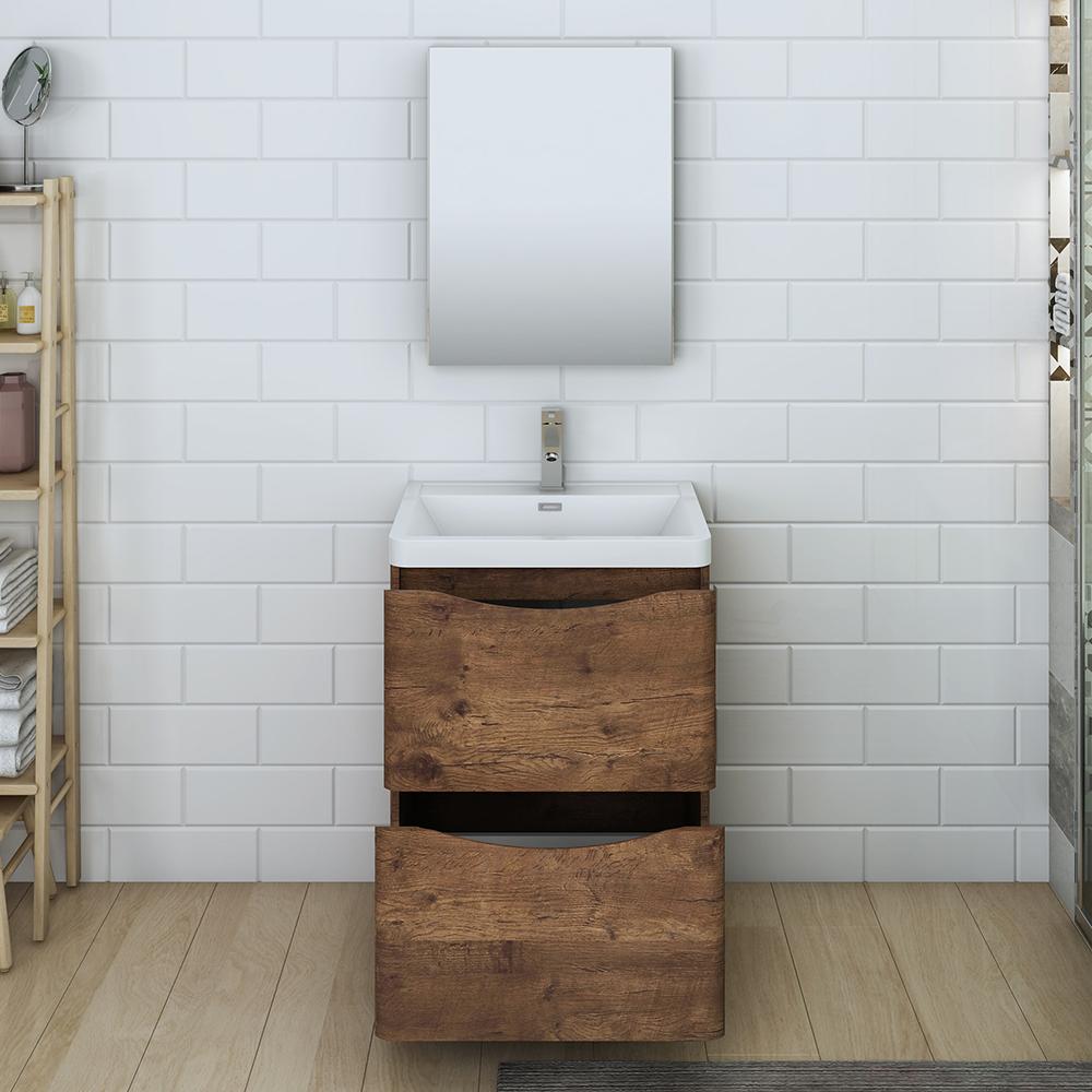Fresca Tuscany 24" Rosewood Free Standing Modern Bathroom Vanity w/ Medicine Cabinet