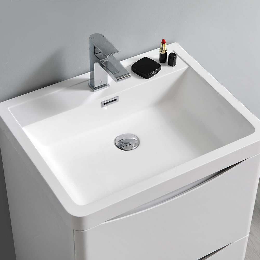 Fresca Tuscany 24" Glossy White Free Standing Modern Bathroom Vanity w/ Medicine Cabinet