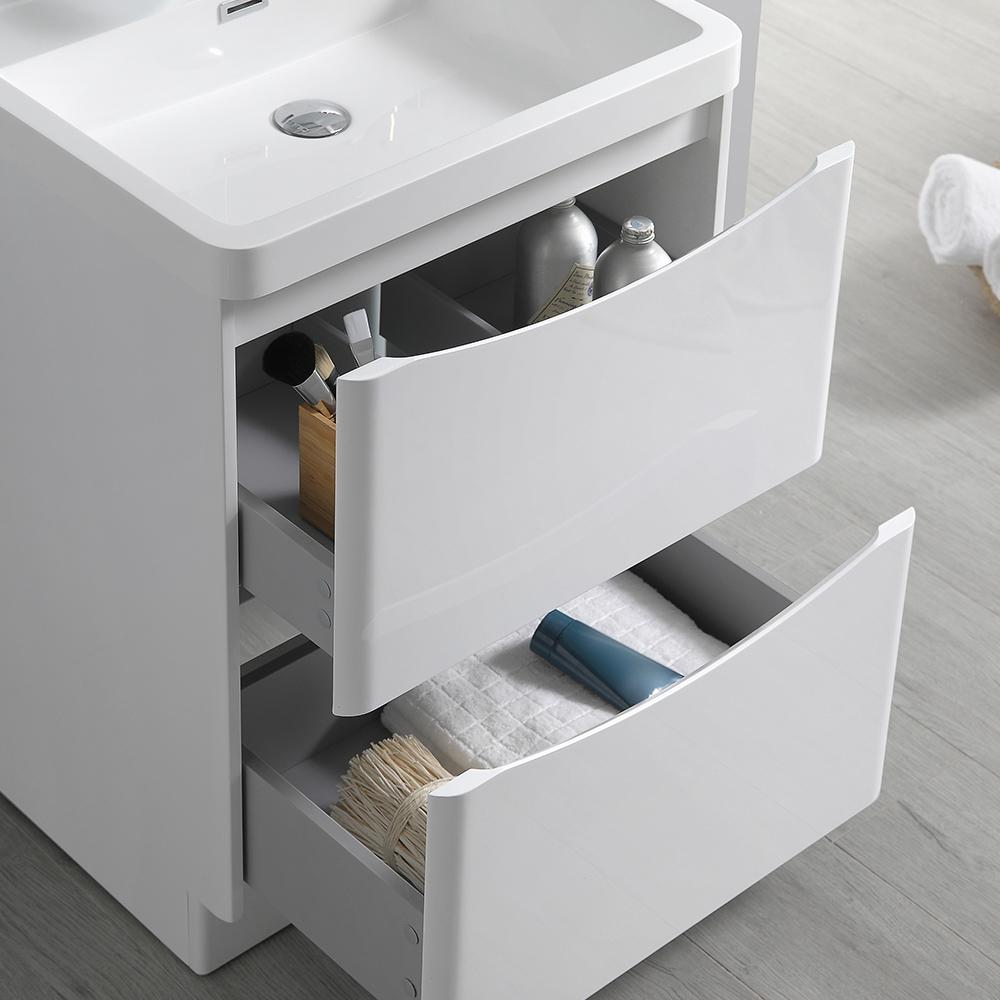 Fresca Tuscany 24" Glossy White Free Standing Modern Bathroom Vanity w/ Medicine Cabinet