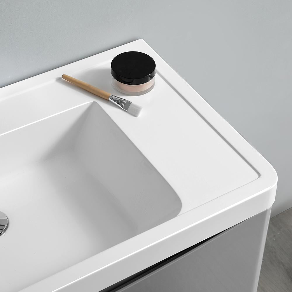 Fresca Tuscany 32" Glossy Gray Free Standing Modern Bathroom Vanity w/ Medicine Cabinet