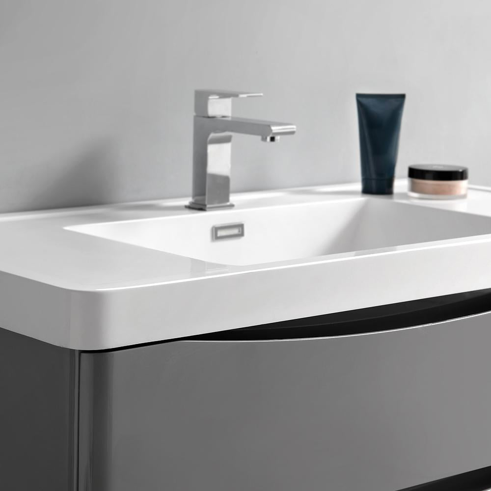 Fresca Tuscany 36" Glossy Gray Free Standing Modern Bathroom Vanity w/ Medicine Cabinet