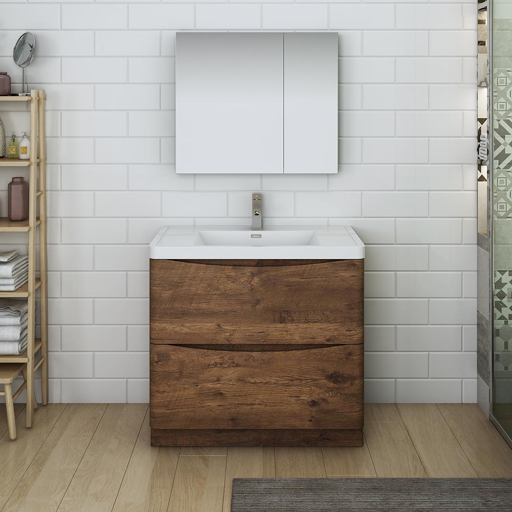 Fresca Tuscany 36" Rosewood Free Standing Modern Bathroom Vanity w/ Medicine Cabinet