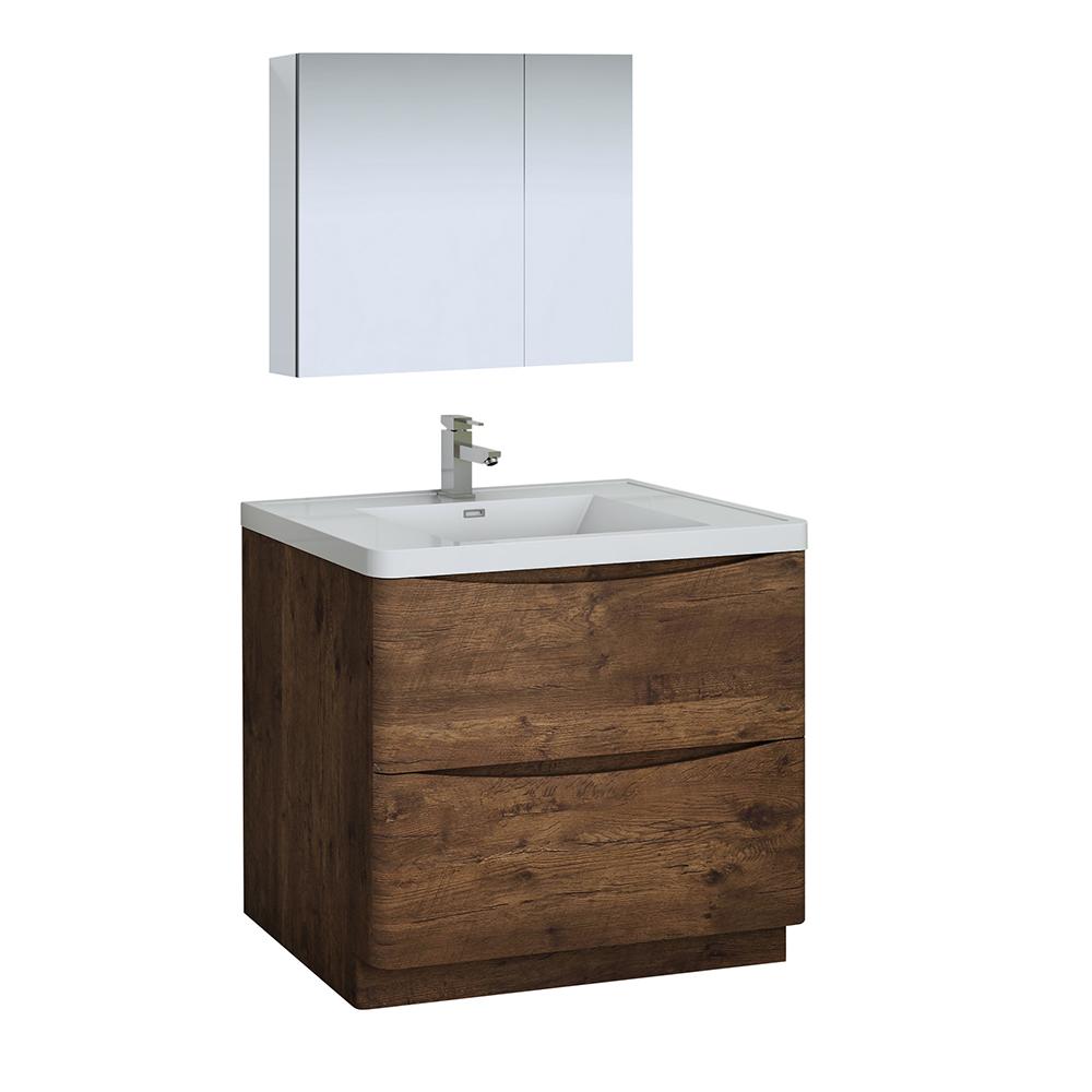 Fresca Tuscany 36" Rosewood Free Standing Modern Bathroom Vanity w/ Medicine Cabinet