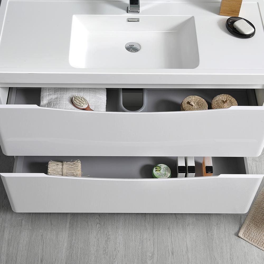 Fresca Tuscany 40" Glossy White Free Standing Modern Bathroom Vanity w/ Medicine Cabinet