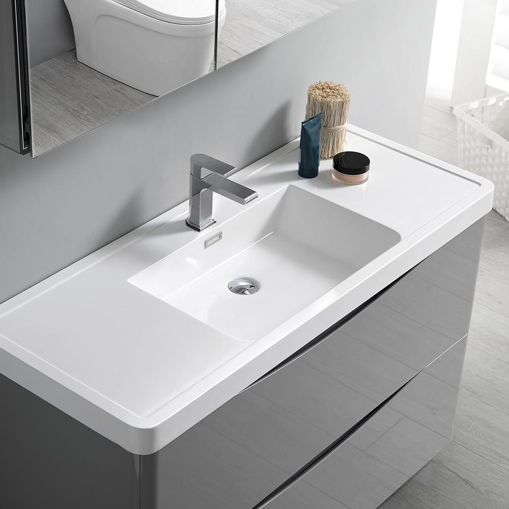 Fresca Tuscany 48" Glossy Gray Free Standing Modern Bathroom Vanity w/ Medicine Cabinet